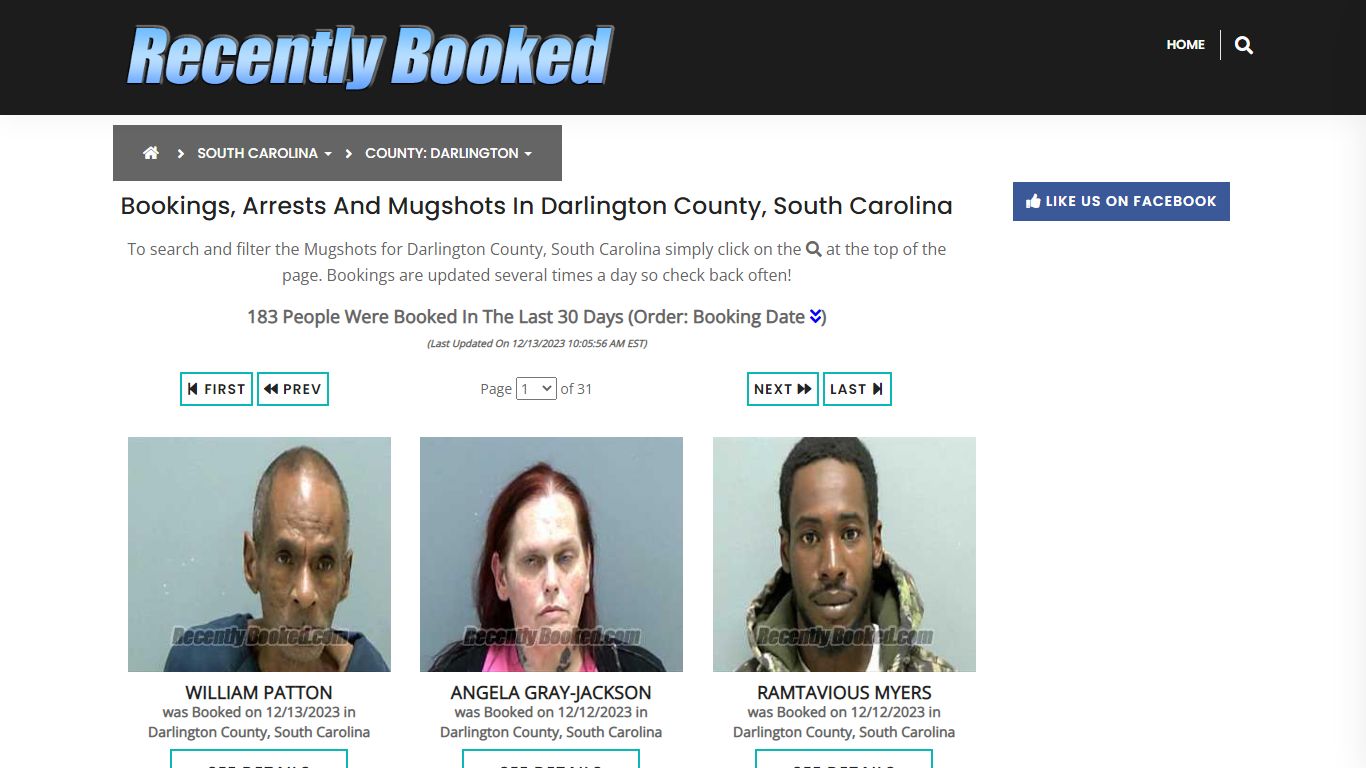 Recent bookings, Arrests, Mugshots in Darlington County, South Carolina